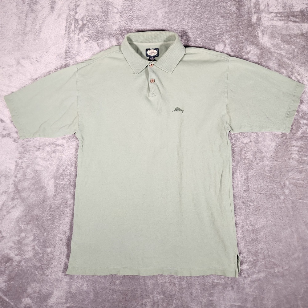 Tommy Bahama Polo Shirt Mens M Sage Green Short Sleeve Pique Cotton EUC